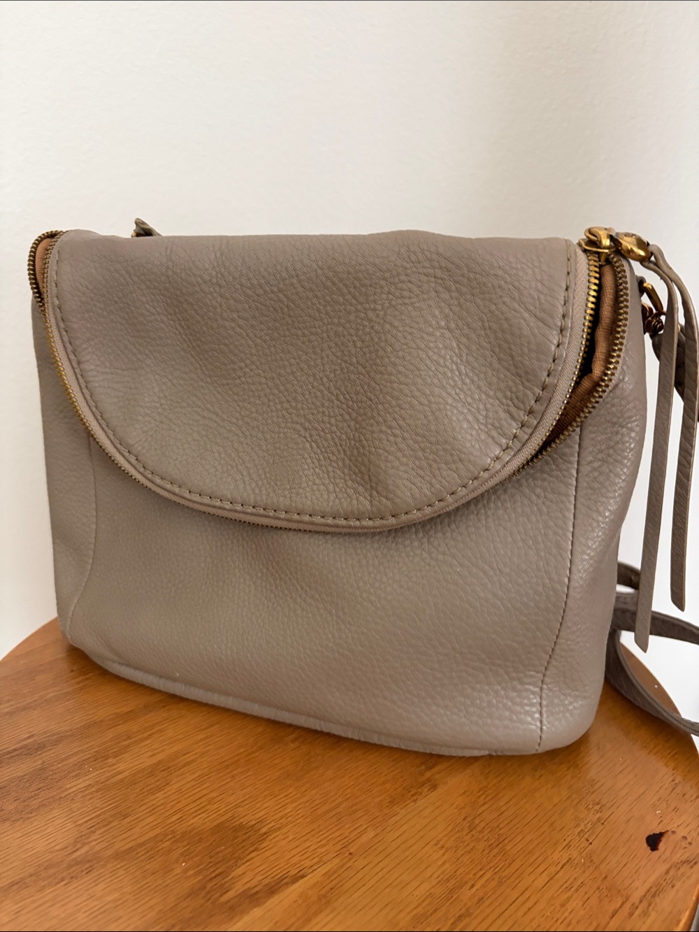 HOBO Taupe Leather Crossbody Bag - Minimalist Everyday Style